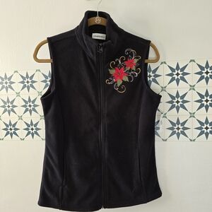 Embroidered Black Vest by